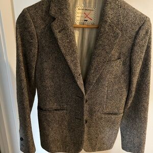 Brooks Brothers Beige and Black Herringbone Jacket with Red Mark
